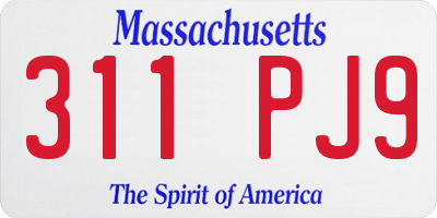 MA license plate 311PJ9
