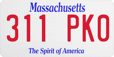 MA license plate 311PK0