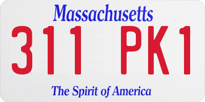 MA license plate 311PK1