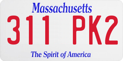 MA license plate 311PK2