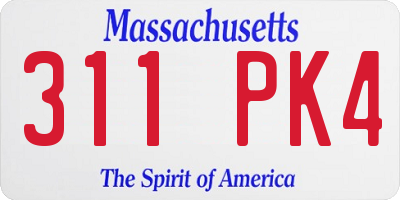 MA license plate 311PK4