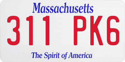 MA license plate 311PK6