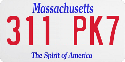 MA license plate 311PK7