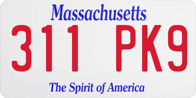 MA license plate 311PK9