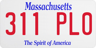 MA license plate 311PL0