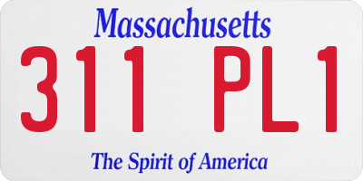 MA license plate 311PL1