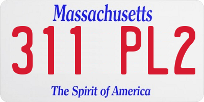 MA license plate 311PL2