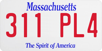 MA license plate 311PL4