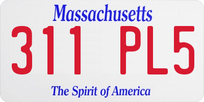 MA license plate 311PL5