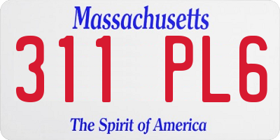 MA license plate 311PL6