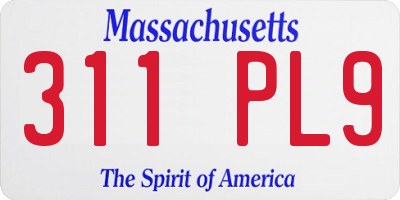 MA license plate 311PL9