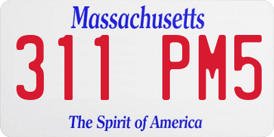 MA license plate 311PM5
