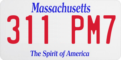 MA license plate 311PM7