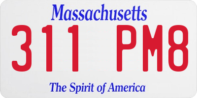 MA license plate 311PM8