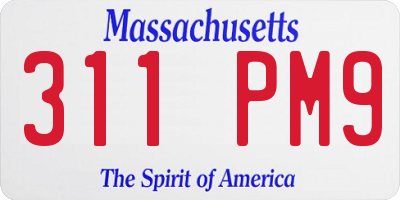 MA license plate 311PM9