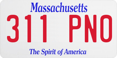MA license plate 311PN0