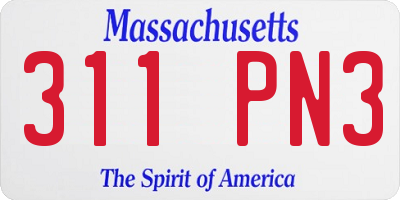 MA license plate 311PN3