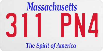 MA license plate 311PN4