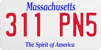 MA license plate 311PN5