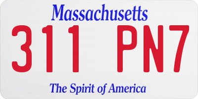 MA license plate 311PN7