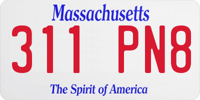 MA license plate 311PN8