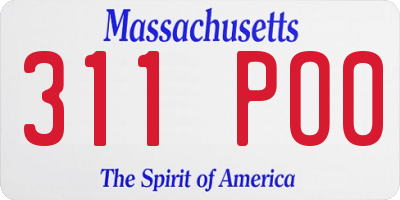 MA license plate 311PO0