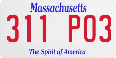 MA license plate 311PO3