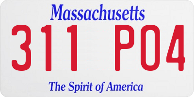 MA license plate 311PO4
