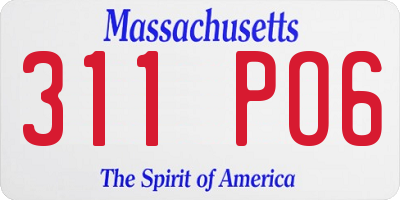 MA license plate 311PO6