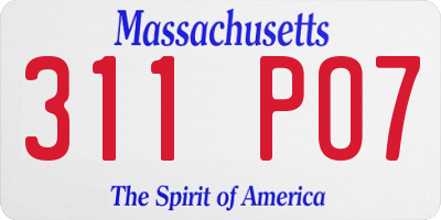 MA license plate 311PO7