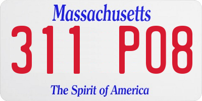 MA license plate 311PO8