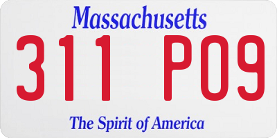 MA license plate 311PO9