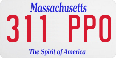 MA license plate 311PP0