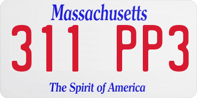 MA license plate 311PP3