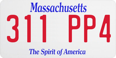 MA license plate 311PP4