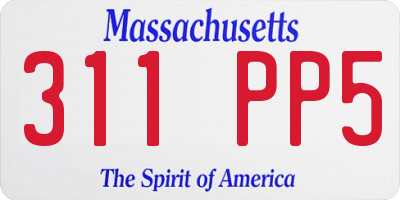 MA license plate 311PP5