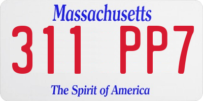 MA license plate 311PP7