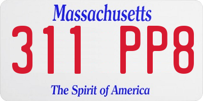 MA license plate 311PP8