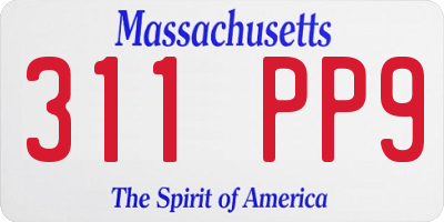 MA license plate 311PP9