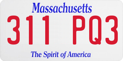 MA license plate 311PQ3