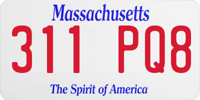 MA license plate 311PQ8
