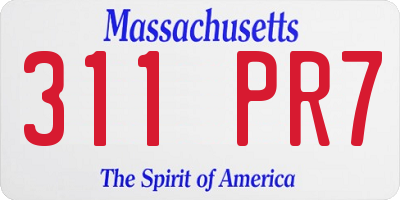 MA license plate 311PR7
