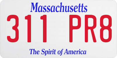 MA license plate 311PR8