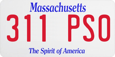 MA license plate 311PS0
