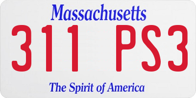 MA license plate 311PS3