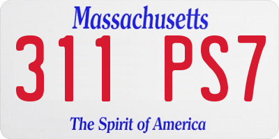 MA license plate 311PS7