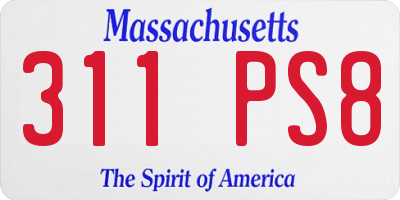 MA license plate 311PS8