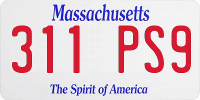 MA license plate 311PS9
