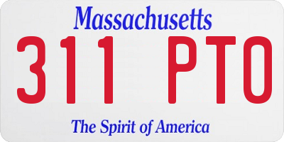 MA license plate 311PT0
