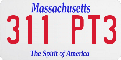 MA license plate 311PT3